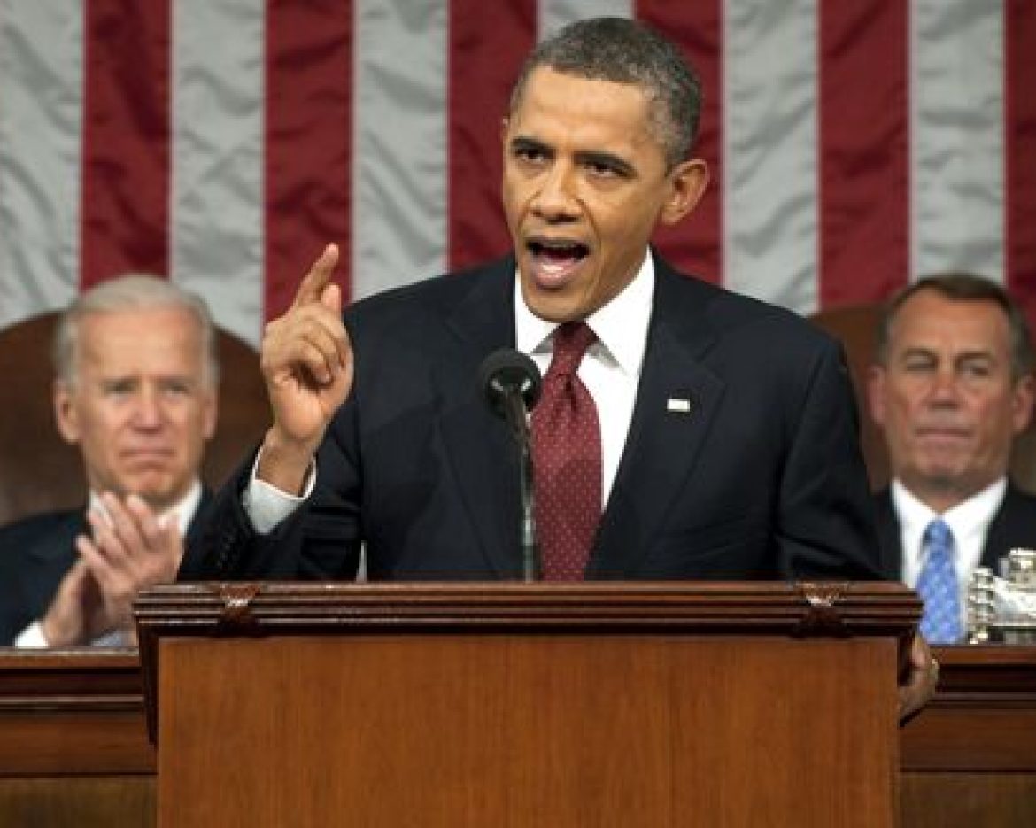 U.S. President Obama delivers his State of the Union address to a joint session of Congress on Capitol Hill in Washington