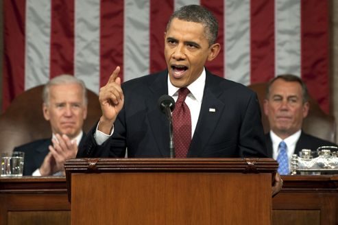 U.S. President Obama delivers his State of the Union address to a joint session of Congress on Capitol Hill in Washington